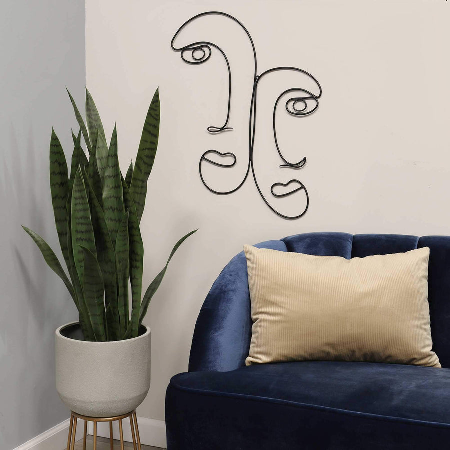 Modern Metal Outline Faces Wall Decor For Home And Office