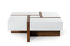 Modern White and Walnut Square Coffee Table with Storage For Home