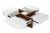 Modern White and Walnut Square Coffee Table with Storage For Home