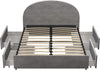 Light Gray Velvet Moon Upholstered Bed with Storage