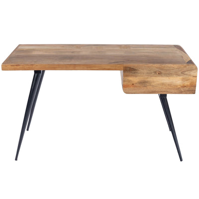 Natural Wood Metal Desk Table For Home And Office