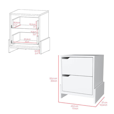 Nightstand Brookland Bedside Table With Double Drawers