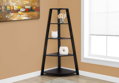 Noir Black Corner Bookcase with Accent Shelf For Home And Office