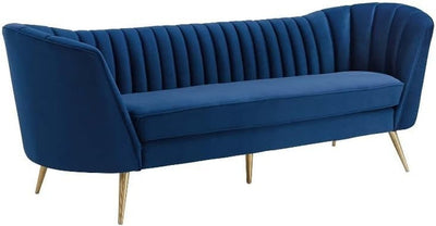 Navy Curved Back Upholstered Sofa For Home And Office