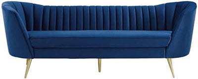 Navy Curved Back Upholstered Sofa For Home And Office