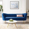 Navy Curved Back Upholstered Sofa For Home And Office