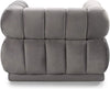 Grey Vertical Channel-Quilted Tufted Shelter Arm Design Chair