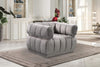 Grey Vertical Channel-Quilted Tufted Shelter Arm Design Chair