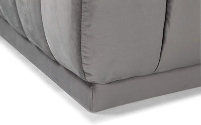 Grey Vertical Channel-Quilted Tufted Shelter Arm Design Chair