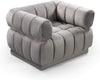 Grey Vertical Channel-Quilted Tufted Shelter Arm Design Chair