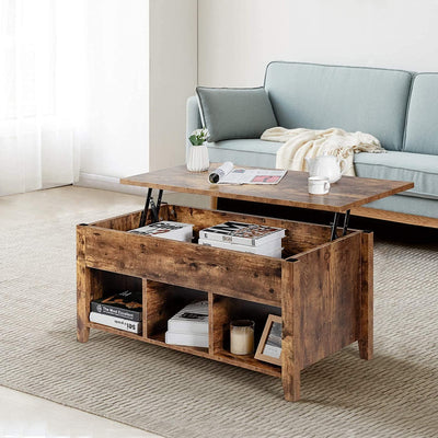 Rustic Brown Lift Storage Coffee Table W/Hidden Compartment - Privè Home Goods