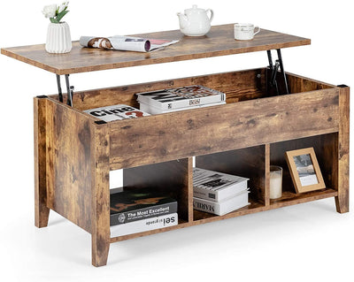 Rustic Brown Lift Storage Coffee Table W/Hidden Compartment - Privè Home Goods