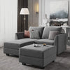 Sectional Sofa with Chaise and Ottoman, Convertible Couch for Small Spaces, Grey - Privè Home Goods