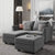 Sectional Sofa with Chaise and Ottoman, Convertible Couch for Small Spaces, Grey