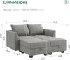 Sectional Sofa with Chaise and Ottoman, Convertible Couch for Small Spaces, Grey - Privè Home Goods