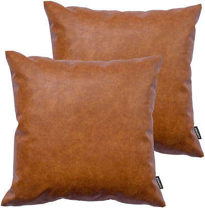 Set of 2 Faux Leather Throw Pillow Covers - Privè Home Goods