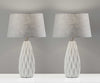 White Ceramic Geometric Base Table Lamp