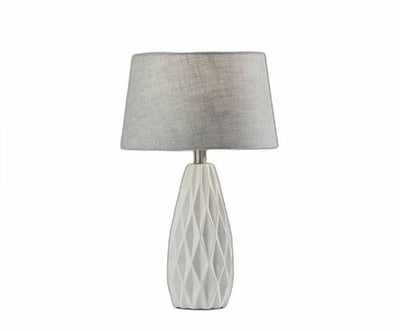 White Ceramic Geometric Base Table Lamp