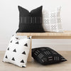 Set of 4 Modern and Luxurious 18" X 18" Decorative Boho Throw Pillow Covers in Black and White - Privè Home Goods