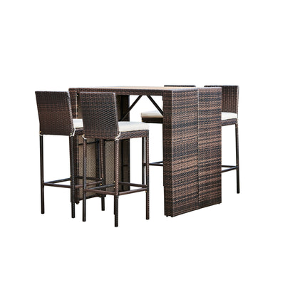 5 Pcs Rattan Furniture Set For Patio Garden Backyard And Poolside