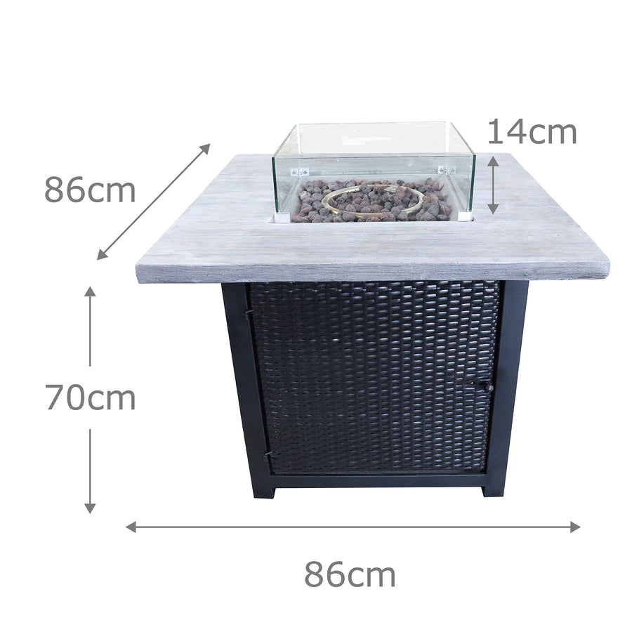 Outdoor Rattan Gas Fire Pit Table For Patio Garden