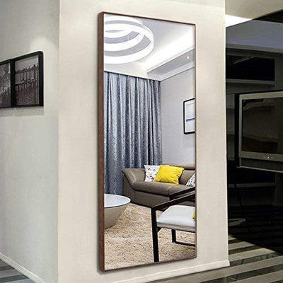 Thin Frame Floor Mirror (Brown, 65"X22") - Privè Home Goods