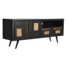 Black Rattan Mango Wood TV Stand Furniture For Home Decor