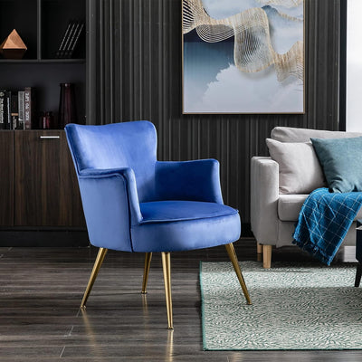 Velvet Upholstered Modern Accent Chair For Bedroom And Reading Room