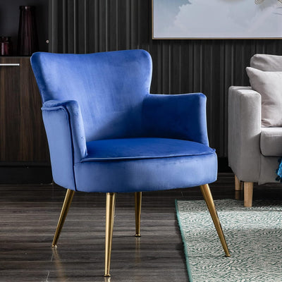 Velvet Upholstered Modern Accent Chair For Bedroom And Reading Room