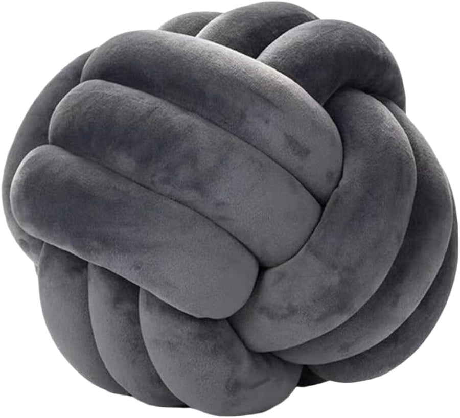 Velvet Knot Throw Pillow, Small 8.6 Inches - Dark Gray - Decorative Pillow