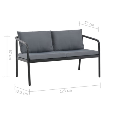 vidaXL 2 Seater Patio Sofa with Cushions Gray Aluminium - Privè Home Goods