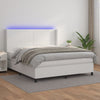 vidaXL Box Spring Bed with Mattress&LED White California King Faux Leather - Privè Home Goods