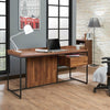 Walnut Black Metal Computer Desk For Home And Office